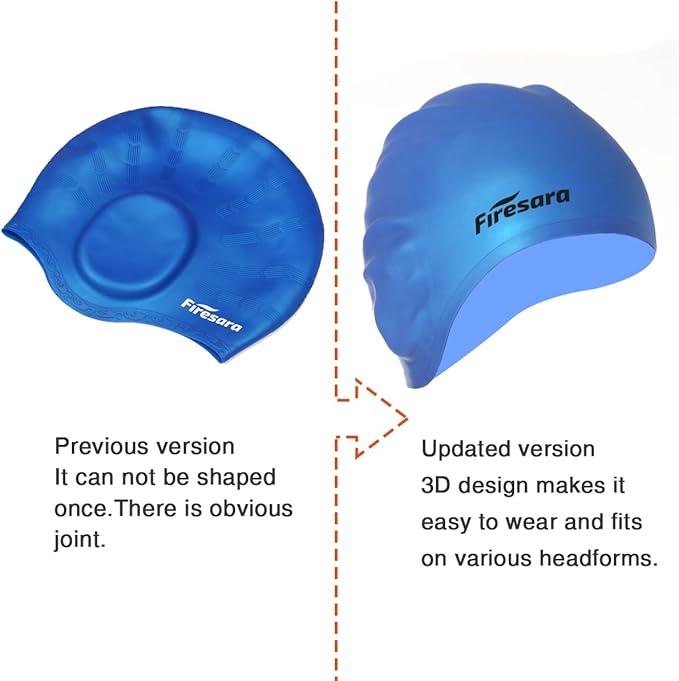 Firesara Swim Cap, Original Updated Swimming Cap 3D Ergonomic Design Comfortable Durable Ear Protection for Women Kids Men Adults Boys Girls for Long or Short Hair with Nose Clip and Ear Plugs-StrideForce Fitness