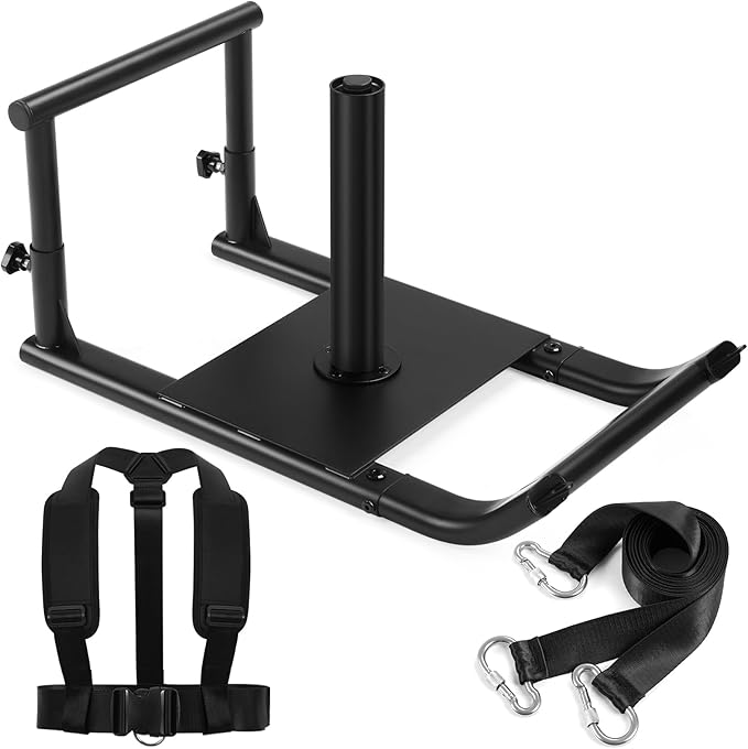 GADFISH Medium-Sized Weight Sled, Adjustable Height Workout Fitness Sled for Speed Training, Push and Pull Sleds for Exercise, Suitable for 1" & 2" Weight Plate, Applicable to Multiple Scenarios-StrideForce Fitness