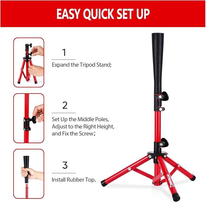 Baseball Softball Tee for Kids Toddles 3-10 Years Batting Hitting Tee T Ball Set Stand for Baseball Trainer Easy Adjustable Height 20.5''-29.5''Portable w/Carry Bag for Indoor Outdoor-StrideForce Fitness