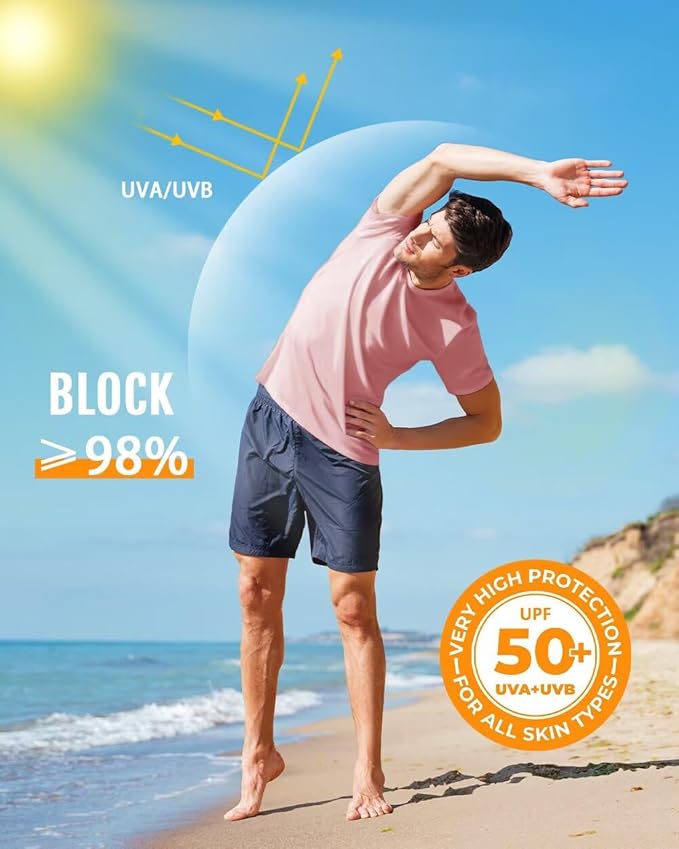 Boladeci Men's Swim Shirt Short Sleeve UPF 50+ Sun Protection SPF UV Moisture Wicking Lightweight Quick Dry Rash Guard-StrideForce Fitness