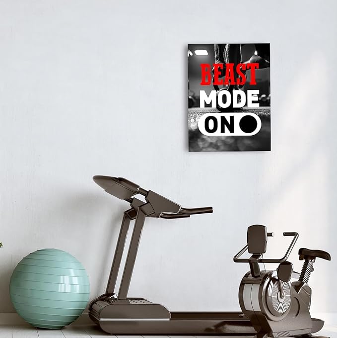 Inspirational Gym Wall Decor,Fitness Quotes Wall Art,Beast Mode on Canvas Wall Decor for Home Gym-StrideForce Fitness