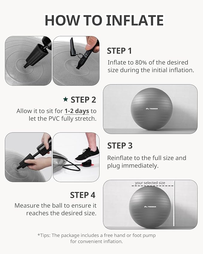 Trideer Yoga Ball – Anti-Burst Exercise Ball for Pregnancy, Office, Birthing, Stretching & Core Workout – Home Gym & Therapy-StrideForce Fitness