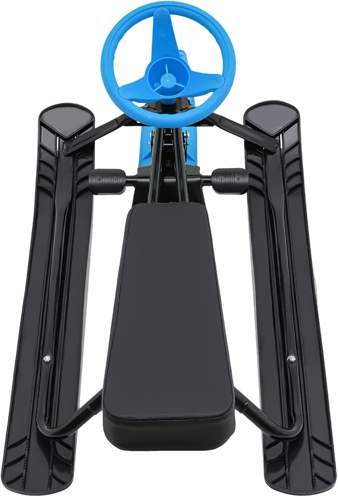 Snow Racer Sled for Kids, Dual Brakes Snowmobile Sled Ski with Steering Wheel, Snow Sledge for Skiing, Ice Skating, Sand Skating, Single Rider 45 x 20 x 15 inches-StrideForce Fitness