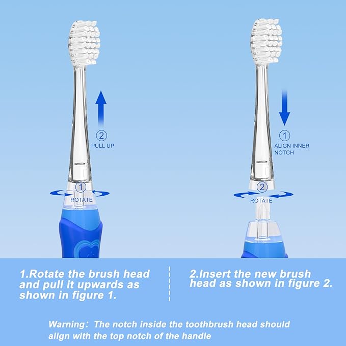 Teeteck 5 Pack Kids Toothbrush Replacement Heads Compatible with SEAGO SG513/SG977/SGEK6, DadaTech DT-K6/DT-BB1/DT-977, Brush-Baby WildOnes(Ages 18-36 Months/Transparent)