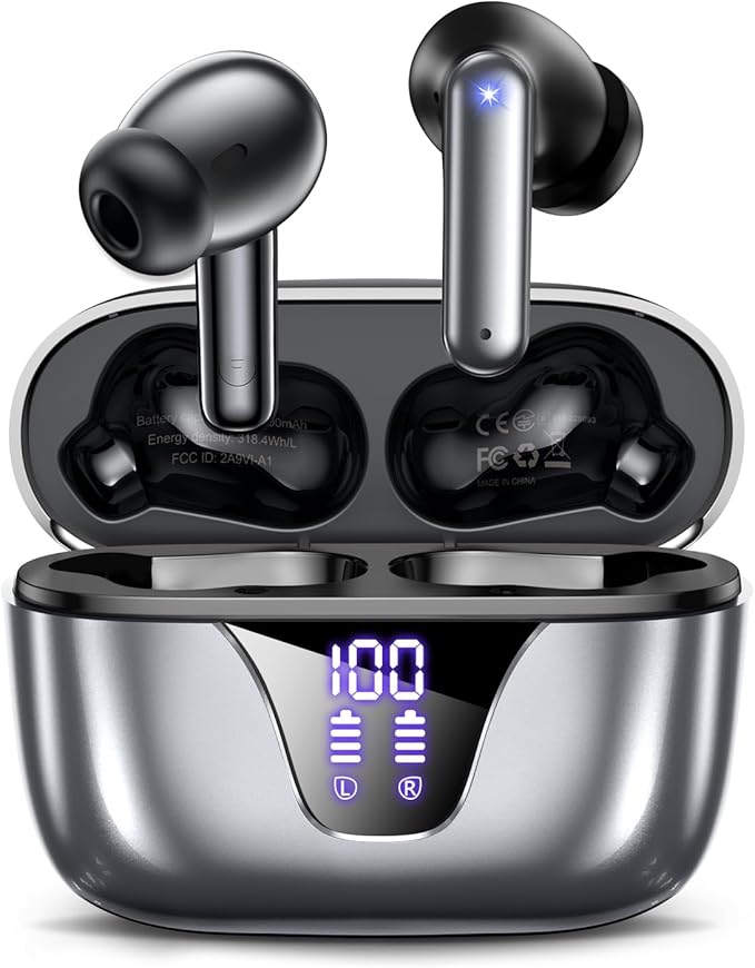ZIUTY Wireless Earbuds Bluetooth Headphones, 50H Playtime Ear Buds with Mic, LED Digital Display Charging Case, IPX7 Waterproof, Deep Bass Stereo, in-Ear Earphone for iPhone Andriod Phone-StrideForce Fitness