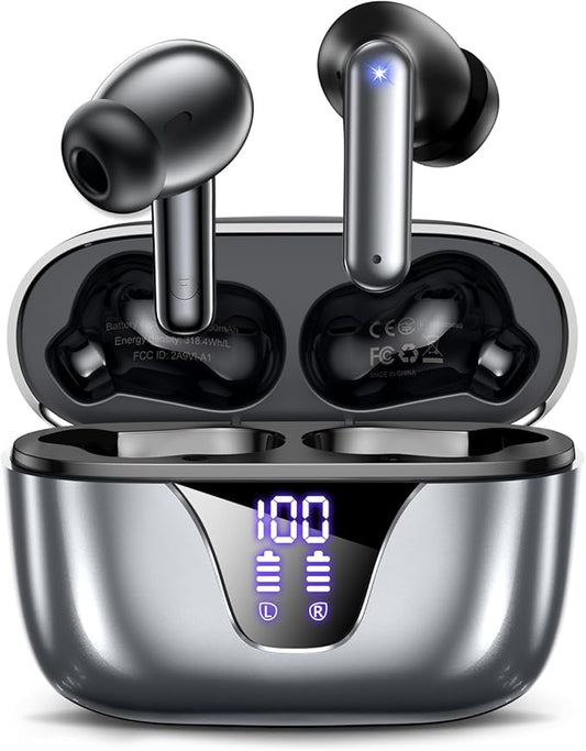 ZIUTY Wireless Earbuds Bluetooth Headphones, 50H Playtime Ear Buds with Mic, LED Digital Display Charging Case, IPX7 Waterproof, Deep Bass Stereo, in-Ear Earphone for iPhone Andriod Phone-StrideForce Fitness
