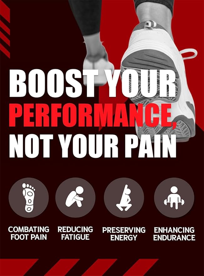 Flex Fit Sport Insoles - Medium Arch Support Inserts - Running Insoles for Sneackers - Shoe Inserts for Men and Women (Red, M)-StrideForce Fitness