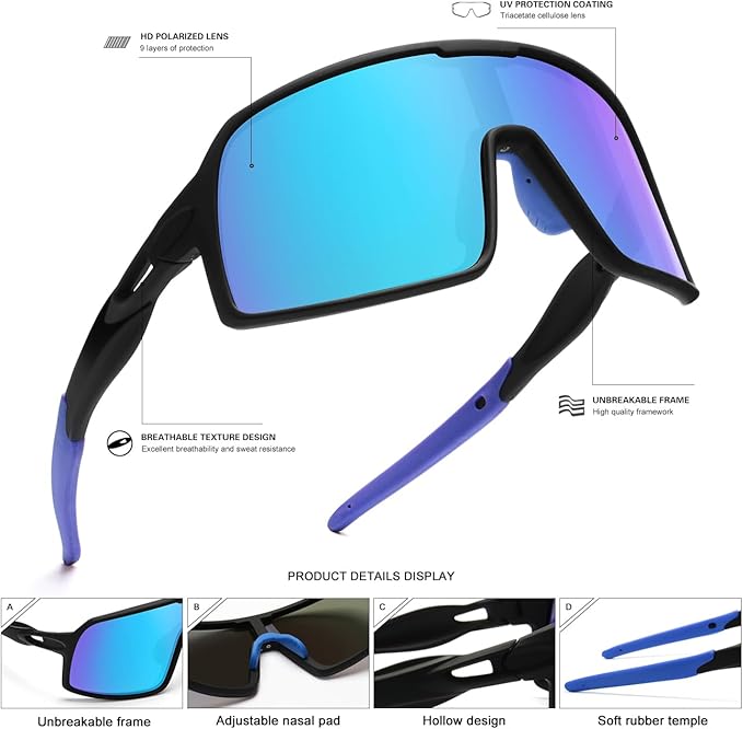 Polarized Sports Sunglasses for Men and Women Cycling Glasses UV Protection Goggles for Mountain Bike Running Fishing-StrideForce Fitness