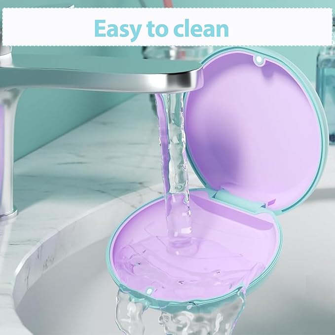 Retainer Case, Slim Aligner Cases for Invisalign, Mouthguard Case with Removal Tools& Aligners Chewies& Brush, Removable Inner Tray Silicone for Easy Cleaning (Green)