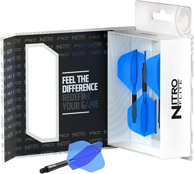 RED DRAGON Darts – Nitro Flite Integrated Flight & Shaft System – No.2 Shape and Design - Available in Short, Intermediate & Medium - Available in Variety of Colours - Professional Darts Accessories-StrideForce Fitness