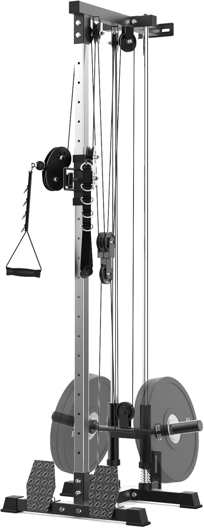 LAT Pulldown Machine, Multi-Functional Cable Machine with High and Low Pulley Station, Row Cable Machine Home Gym with Leg Support, Tricep Workout Equipment-StrideForce Fitness