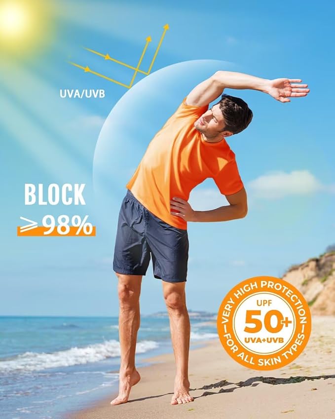 Boladeci Men's Swim Shirt Short Sleeve UPF 50+ Sun Protection SPF UV Moisture Wicking Lightweight Quick Dry Rash Guard-StrideForce Fitness