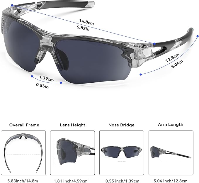 BEACOOL Polarized Sports Sunglasses for Men Women Youth Baseball Fishing Cycling Running Golf Motorcycle Tac Glasses UV400-StrideForce Fitness