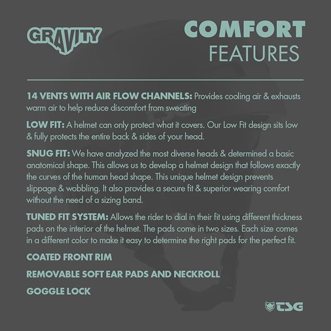 TSG - Gravity Dual Certified Snowboard & Ski Helmet - Hardshell Protection, Tuned, Snug Fit Comfort, Low Fit Coverage, 14 Vents, Adjustable Paddings, Ear Pads, Goggle Lock-StrideForce Fitness