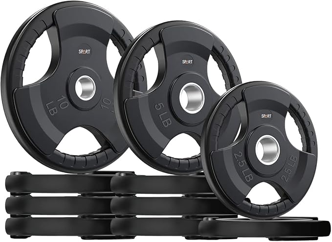 SPART Weight Plate 2-Inch Rubber Coated Olympic Grip Plate for Barbell,Solid Cast Iron Weight Plates in Pairs or Single for Strength Training,Weightlifting,Crossfit,Home Gym(5LB/10LB/25LB/35LB/45LB)-StrideForce Fitness