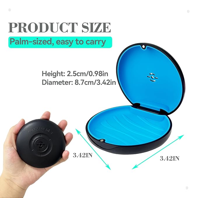 2 Pack Retainer Case,Aligner Case with Vent Holes, Compatible with Invisalign, Mouth Guard Cases，Portable Slim Travel Cute Orthodontic Retainer Cases (Black Blue)