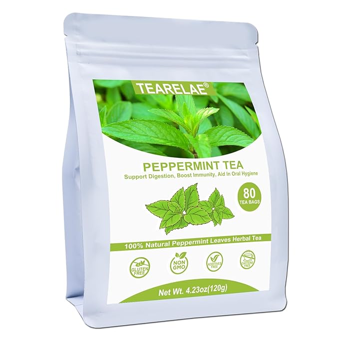TEARELAE - Peppermint Tea Bags, 80 Count - 100% Pure Peppermint Leaves - Non-GMO - Naturally Caffeine-free Herbal Tea - Support Digestion & Natural Breath Freshener-StrideForce Fitness