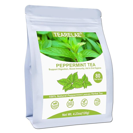 TEARELAE - Peppermint Tea Bags, 80 Count - 100% Pure Peppermint Leaves - Non-GMO - Naturally Caffeine-free Herbal Tea - Support Digestion & Natural Breath Freshener-StrideForce Fitness