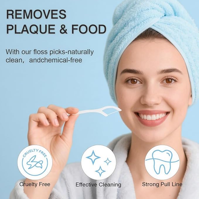 600 Count Dental Floss Picks – Toothpicks for Deep Cleaning, Comfortable Handle to Care Teeth Clean Flat Wire – 50 Pack with Picks Per Portable Case for Family