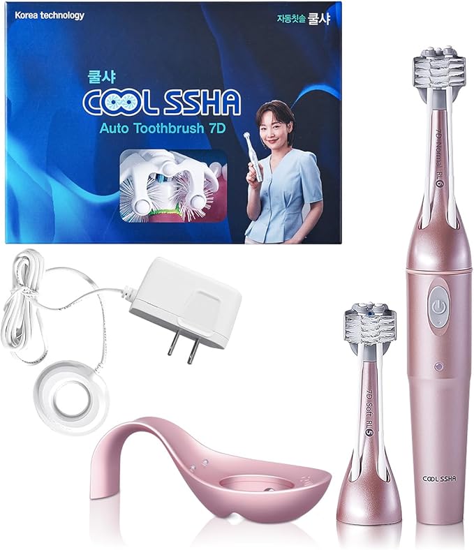 Premium Korean Toothbrush Rose Gold 3 Pack - Dual Head Soft Bristle for Sensitive Gum Care Oral Hygiene