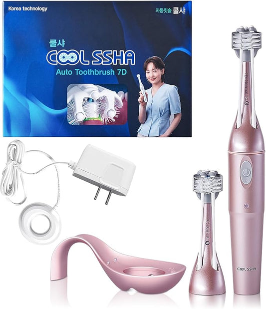 Premium Korean Toothbrush Rose Gold 3 Pack - Dual Head Soft Bristle for Sensitive Gum Care Oral Hygiene