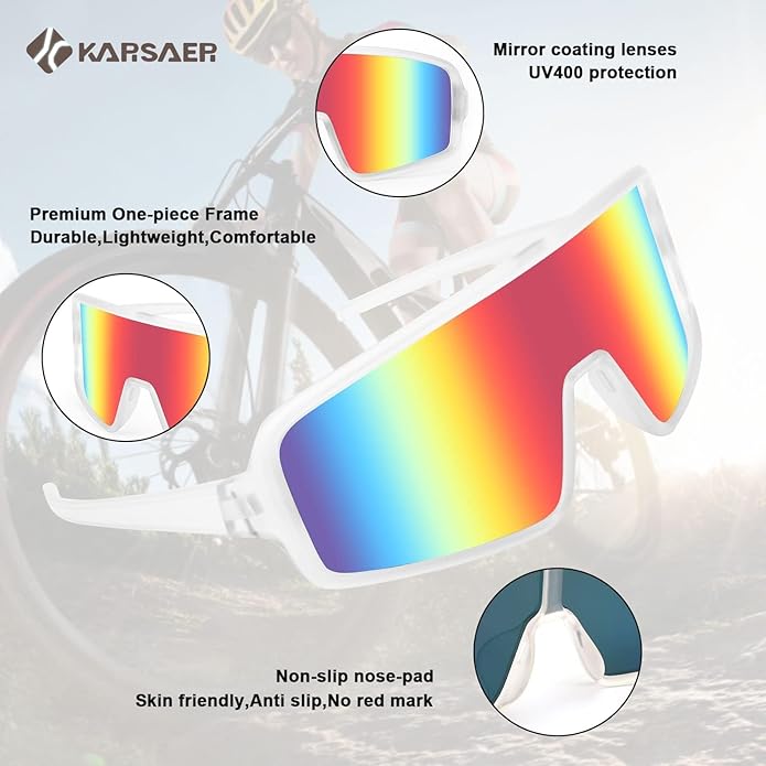 Karsaer Vision Sports Sunglasses Cycling Glasses Baseball Softball Sunglasses Unisex for Adult Youth Kids Boys Girls 8-16-StrideForce Fitness
