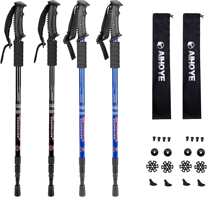 Aihoye Hiking Trekking Poles, 2 Pack Collapsible, Lightweight, Anti Shock, Walking Sticks, Adjustable Hiking Pole for Men and Women-StrideForce Fitness