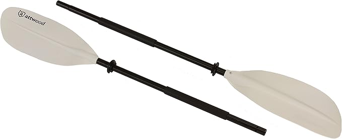 Attwood Kayak Paddle, Asymmetrical, 2-Piece, Heavy-Duty Aluminum with Comfort Grips, 7 Feet-StrideForce Fitness