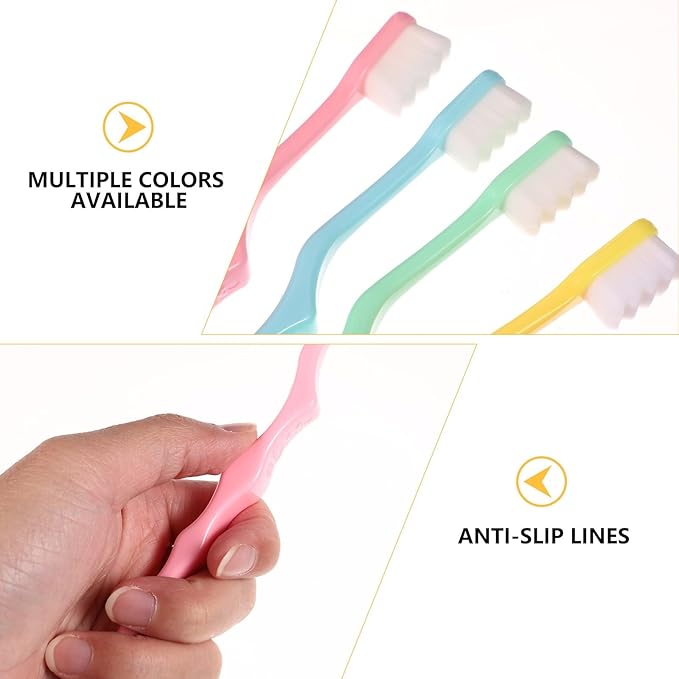 CHILDWEET 4pcs Micro-Nano Soft Bristle Toothbrushes for Fragile Gums Ergonomic Handle Oral Care Tool Ultra-Soft Brush Head for Sensitive Teeth Yellow Green Pink Blue