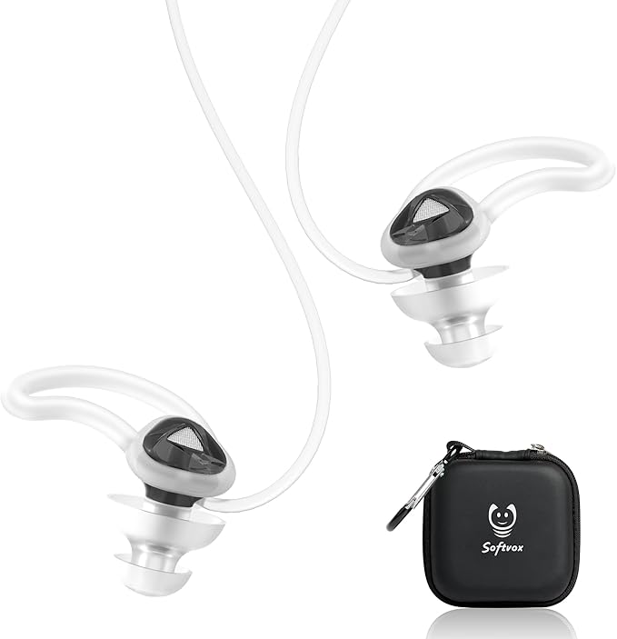 Ear Plugs for Swimming and Surfing with Lanyard, Block Out Water Let Sound in, Reusable Comfy Custom-fit Swimmer Earplugs for Snorkeling, Shower, Pool, Swim, Bath, Kayaking, incl Carry Case-StrideForce Fitness