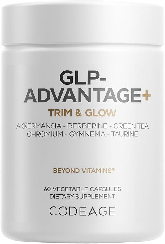 Codeage GLP-Advantage+ Supplement - Metabolic & GLP-1 Activity Support - Chromium, Berberine, Green Tea, Gymnema, Curcumin, Taurine, Resveratrol - Weight Management & Gut Health, Non-GMO - 60 Capsules-StrideForce Fitness