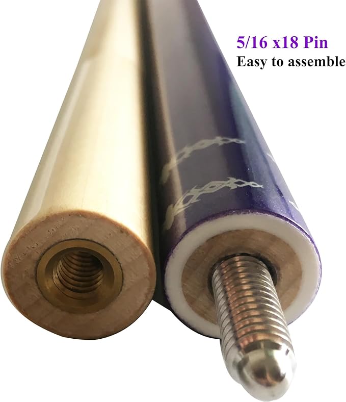 58" Pool Cue Stick,13mm 2-Piece Maple Hardwood Ergonomic Design Billiard Cues Kit,19/20/21oz-StrideForce Fitness