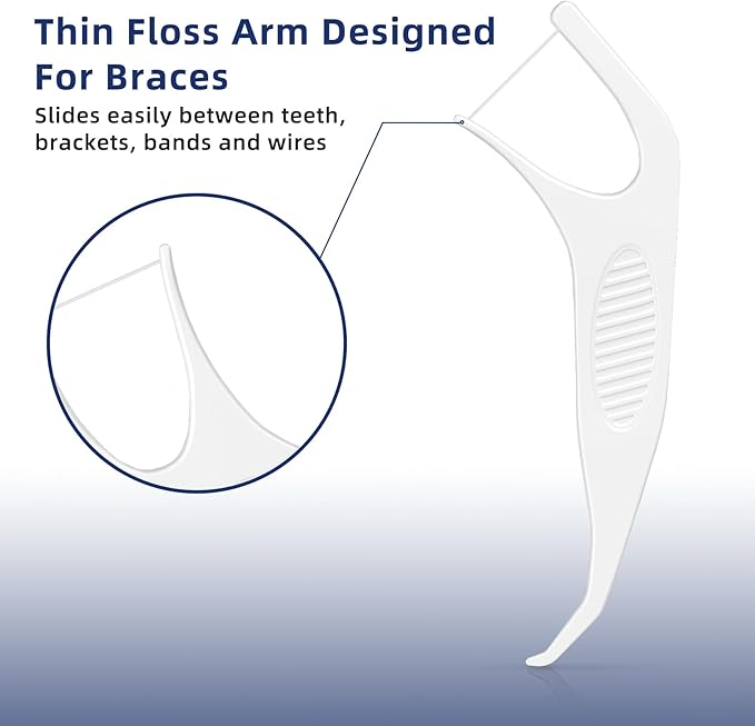 RAZOKO Orthodontic Flossers for Braces, Ortho Dental Floss Picks for Adults & Kids, Premium Thin Floss,Designed for Braces, Unflavored 180 Count