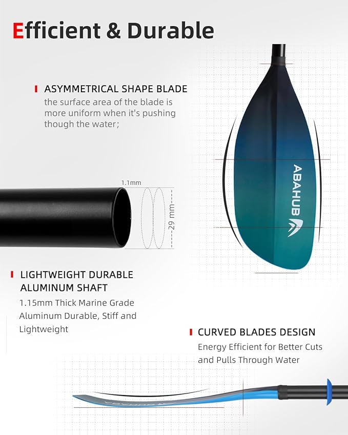 Abahub Adjustable Kayak Paddle 210-230 cm/ 230-250 cm Floating Kayaking Oars Boating Oars Canoeing Oars Black-StrideForce Fitness