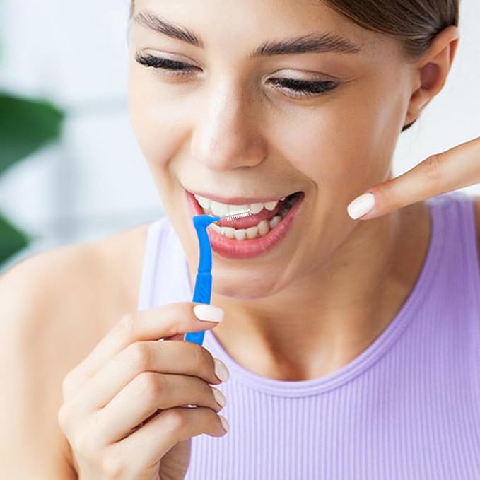 30pcs Interdental Brushes Tooth Cleaning Toothbrush L-Shaped Manual Brush for Braces Orthodontic Care Set for Home Oral Hygiene