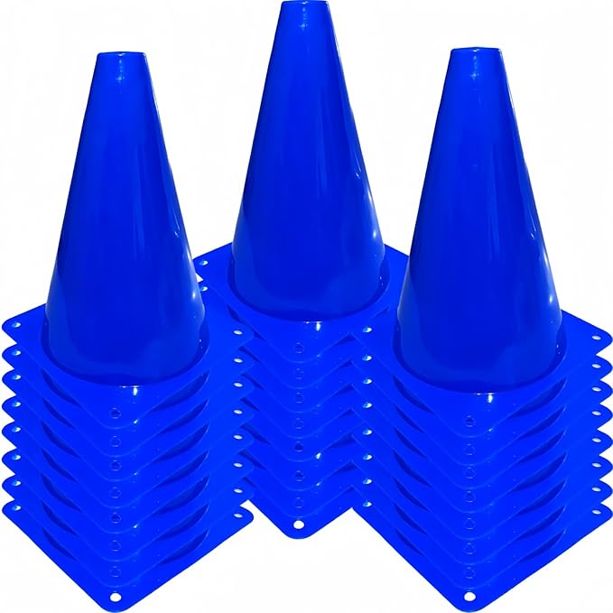 24 Pcs 7 Inch Plastic Traffic Cones, Basketball Football Drills, Skating, Sport Training Agility Markers, Indoor Outdoor Games, Multicolor-StrideForce Fitness