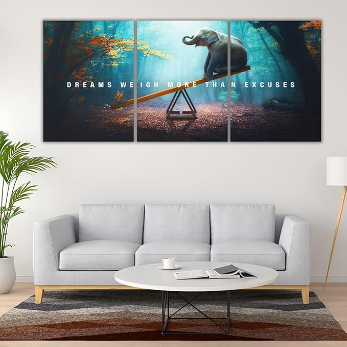 Yetaryy Motivational Poster Inspirational Wall Art 3 Pieces Canvas Painting Lion Artwork for Living Room Office Modern Home Decor Prints Pictures Wall Decor Framed Ready to Hang [72''Wx 36''H]-StrideForce Fitness