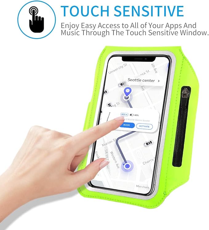 Running Armband with Earphone Bag Cell Phone Armband for iPhone 16 15 Pro 14 Plus 13 11 XR XS, Galaxy S24/S10 Water Resistant Sports Phone Holder Case & Zipper Slot Car Key Holder for 6.7 inch Phone-StrideForce Fitness