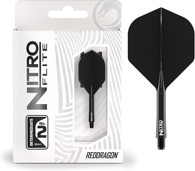 RED DRAGON Darts – Nitro Flite Integrated Flight & Shaft System – No.2 Shape and Design - Available in Short, Intermediate & Medium - Available in Variety of Colours - Professional Darts Accessories-StrideForce Fitness