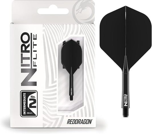 RED DRAGON Darts – Nitro Flite Integrated Flight & Shaft System – No.2 Shape and Design - Available in Short, Intermediate & Medium - Available in Variety of Colours - Professional Darts Accessories-StrideForce Fitness