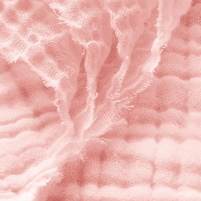 Carriediosa 100% Cotton Muslin Throw Blanket 90" X 90" Queen Size，4-Layers Summer Gauze Throws for Bed Couch，Soft Lightweight Breathable Linen Blankets Bedspread for Adults All Season，Dusty Pink-StrideForce Fitness