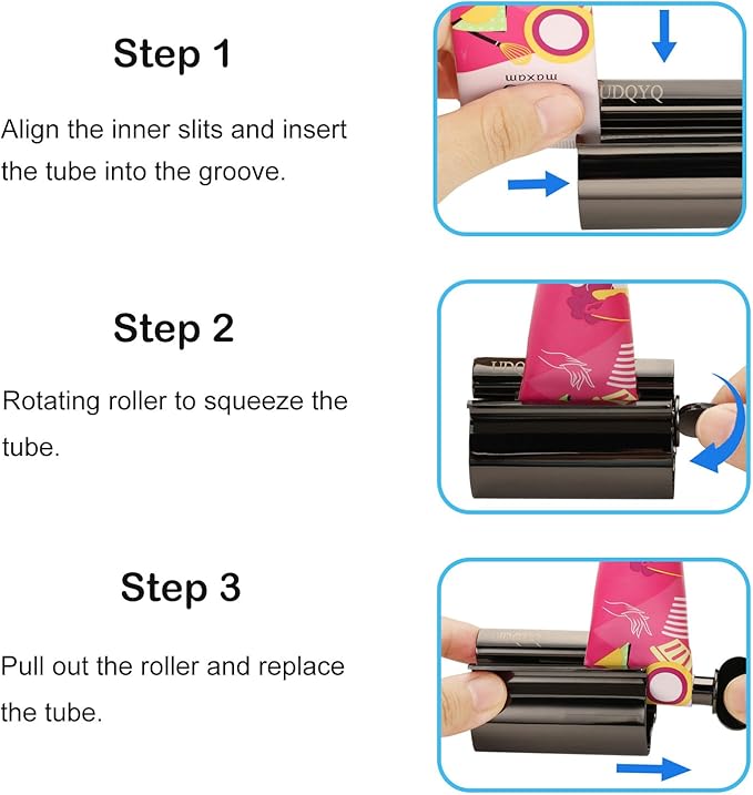 Toothpaste Squeezer - Metal Tube Squeezer Stainless Steel Tube Wringer UDQYQ Toothpaste seat Holder Stand (Black)