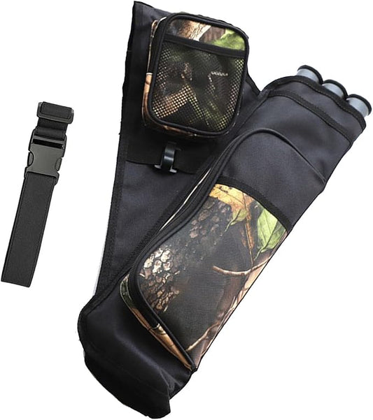 3-Tubes Hip Quiver Waist Hanged Archery Arrow Carry Bag with Pockets Adjustable Belt for Hunting, Target Practice, and Outdoor Shooting, Fits Both Youth and Adults-StrideForce Fitness