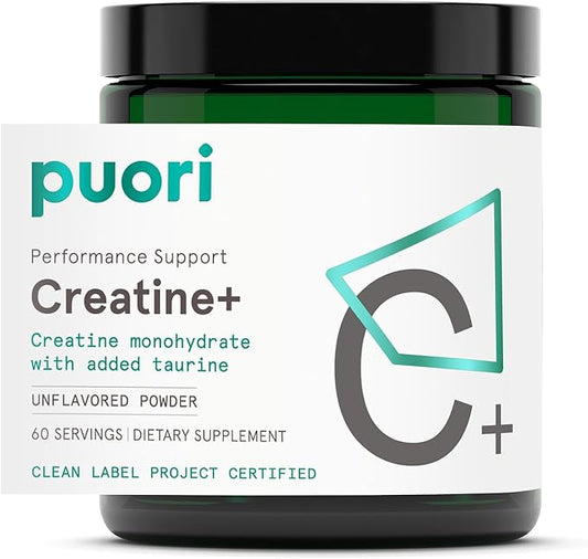 Puori Creatine Monohydrate Powder with Taurine - Unflavored Creatine Powder, Pre-Workout Supplement for Men & Women - Muscle Builder, Enhanced Workout Performance & Strength Building - 60 Servings-StrideForce Fitness