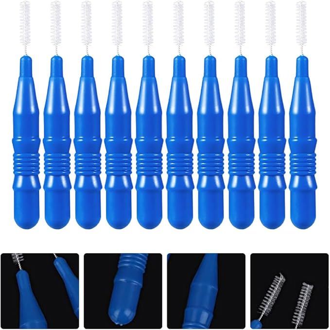 ARTIBETTER 50pcs Interdental Brushes for Braces Floss Brushes for Teeth Toothpick Oral Flossing Head Teeth Cleaning Tool 2. 5mm Blue
