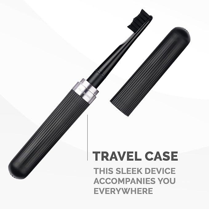 ALIENONE Ultra Slim Sonic Electric Toothbrush - Smart Pressure Sensor for Sensitive Teeth & Gums, 32,000 Vibrations, IPX6 Waterproof Aluminum Body, 45-Day Battery, Wireless USB Charging & Travel Case