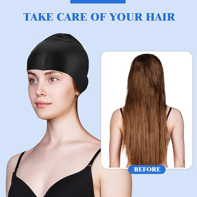 Syhood 6 Pieces Unisex Adult Silicone Swim Cap Waterproof Swimming Hat Non Slip Pool Hat Elastic Silicone Cap for Long and Short Hair-StrideForce Fitness