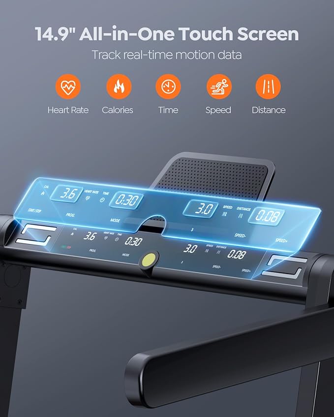 2 in 1 Folding Treadmills for Home Small Office, 2.5HP Walking Pad Treadmill with Handle Bar, 300lbs Capacity, Copmact Protable Treadmill with Smart APPs, 12 HIIT Modes and Touch Screen-StrideForce Fitness