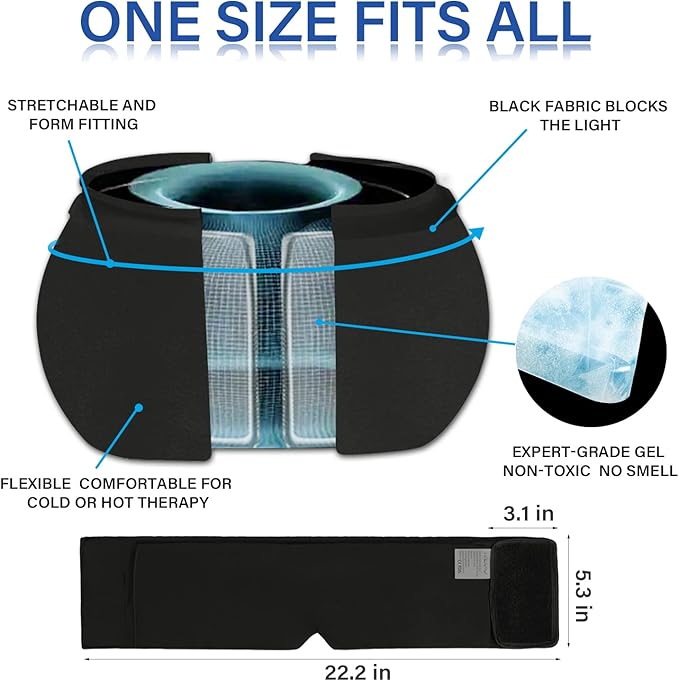 iTHERAU Migraine Ice Head Wrap, Headache Relief Hat & Migraine Cap Cold Compress, Migraine Relief Cap for Headache Eyes Mask for Puffy Eyes, Tension, Sinus & Stress Relief (2Packs)-StrideForce Fitness