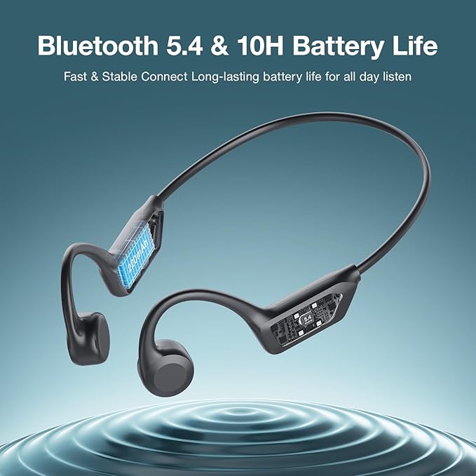 Bone Conduction Headphones, Open Ear Headphones Wireless Bluetooth with Mic, Superior Sound Running Headphones 10H Playtime, Comfortable Fit Waterproof for Music, Workouts, Travel-StrideForce Fitness